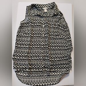 H&M Black & White Ikat Print Sleeveless Blouse | Size 8 | Excellent‎ Condition